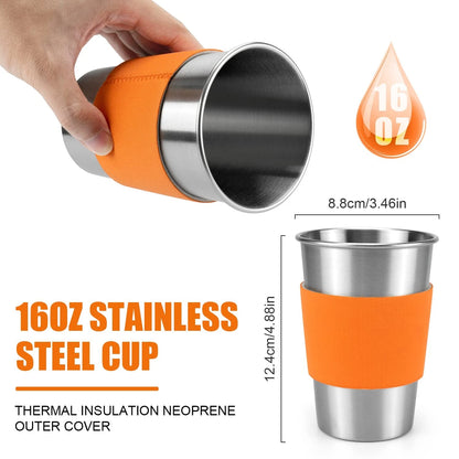 Odoland Camping Cookware Stove Set with 1.2L/0.6L Pot and Standard, Orange