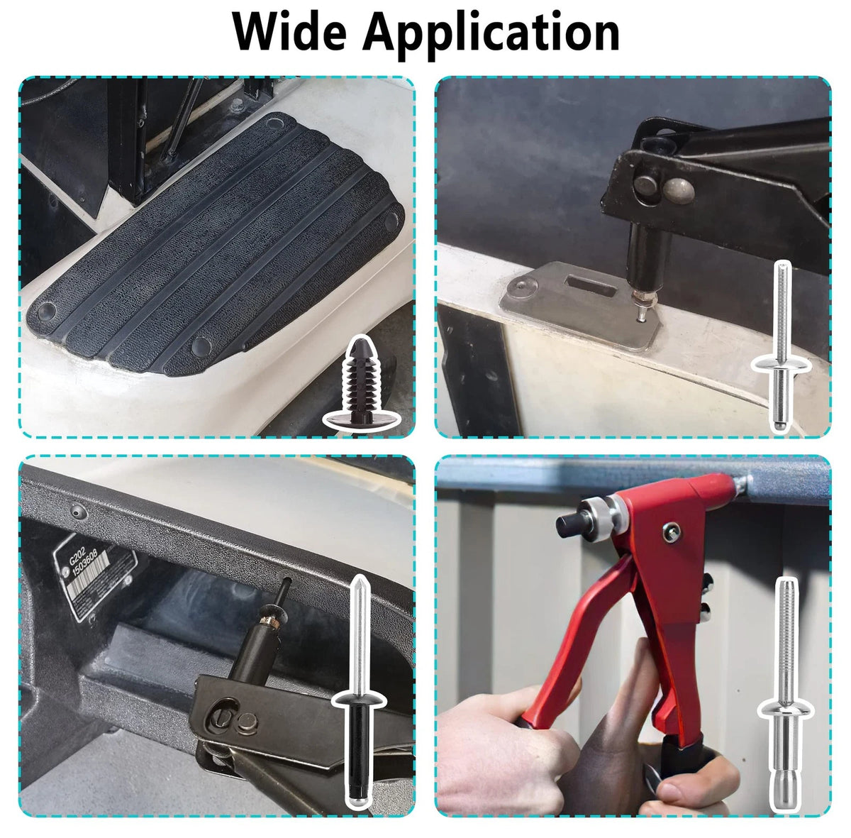10L0L Golf Cart Complete Body Metal Rivet Hardware Kit for 1994+ EZGO TXT...