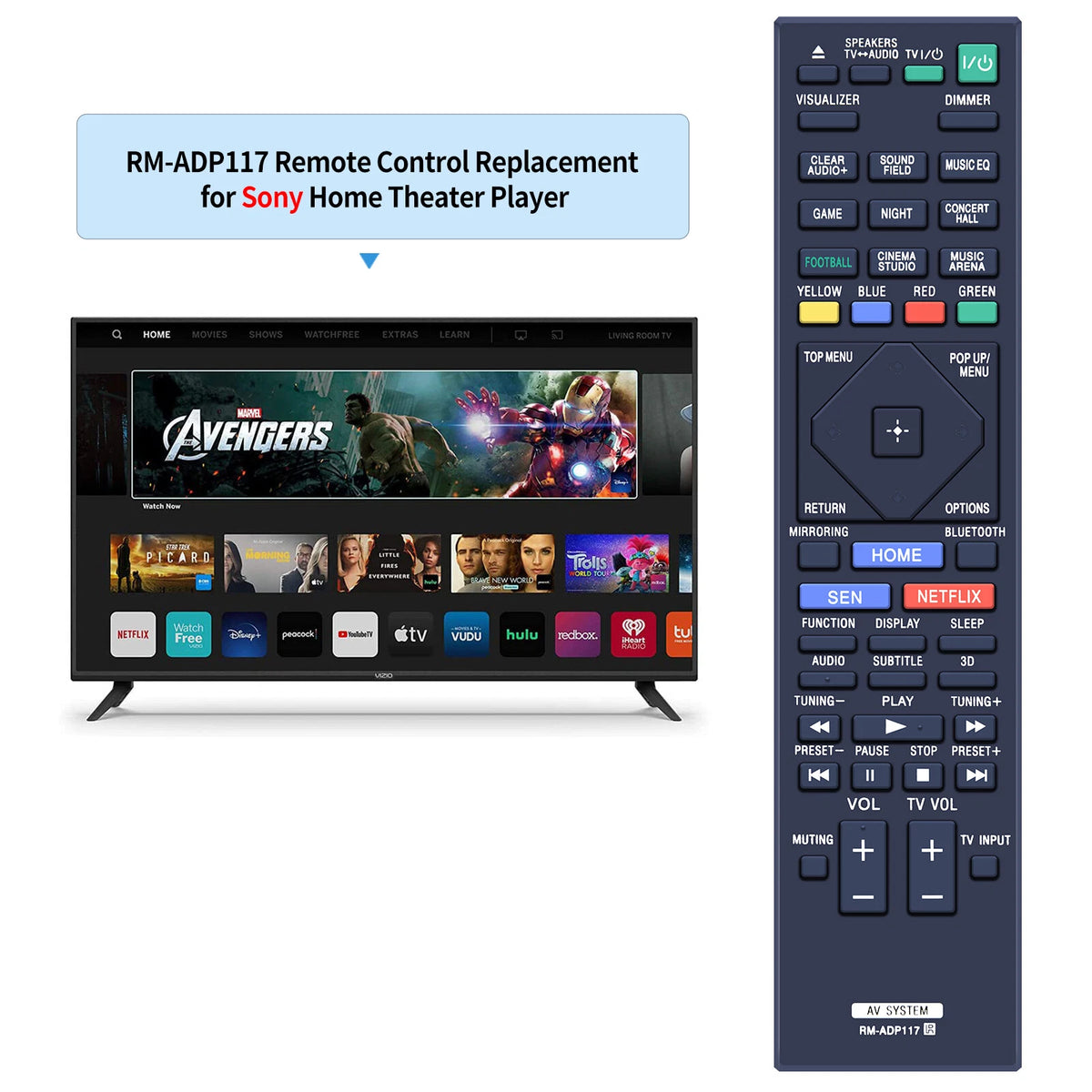 RM-ADP117 Remote Control For Sony DVD Player BDV-N7200WL HBD-N5200W