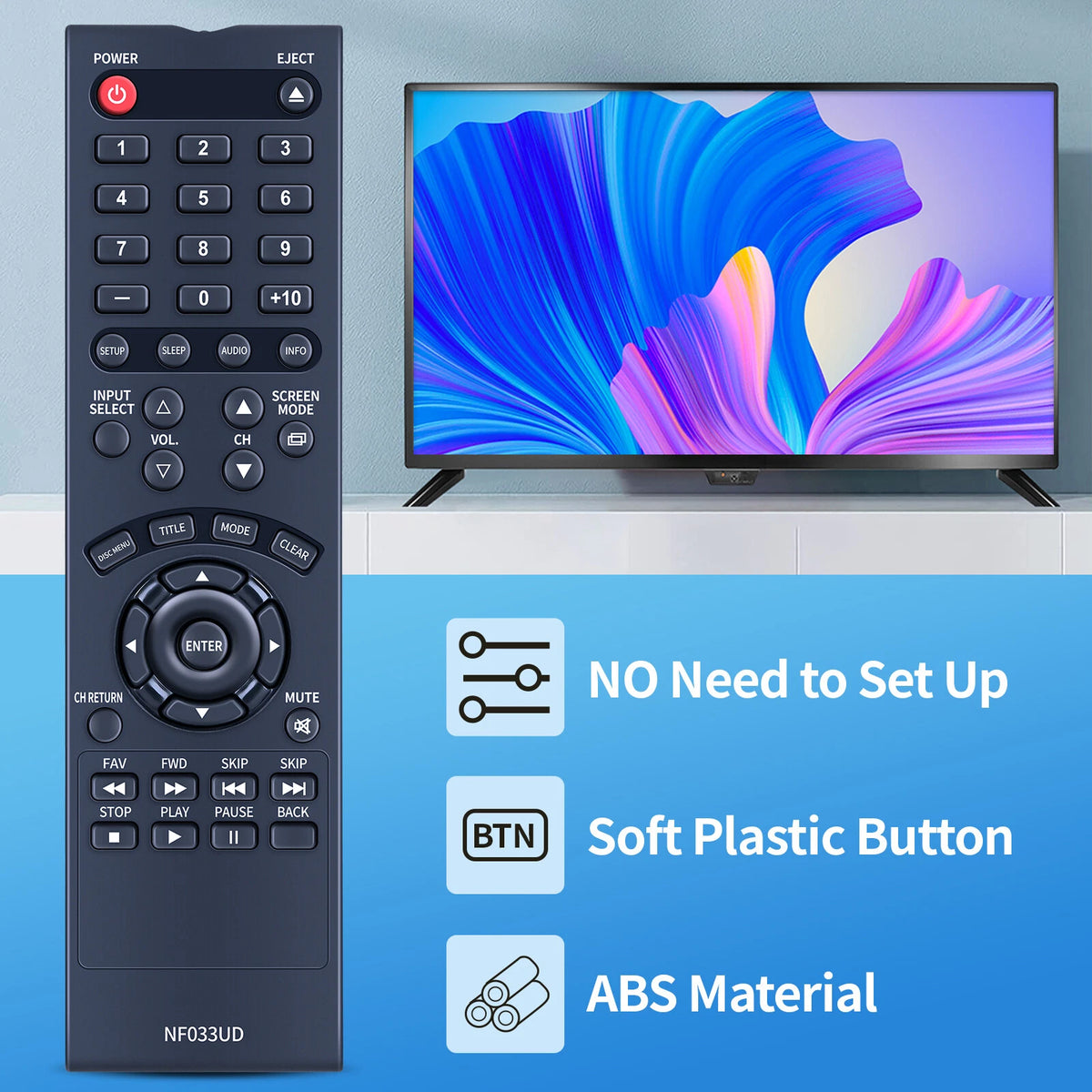 NF033UD Remote Control For Sylvania TV LD195SSX LD190SS1 LD190SS2 LD320SS1