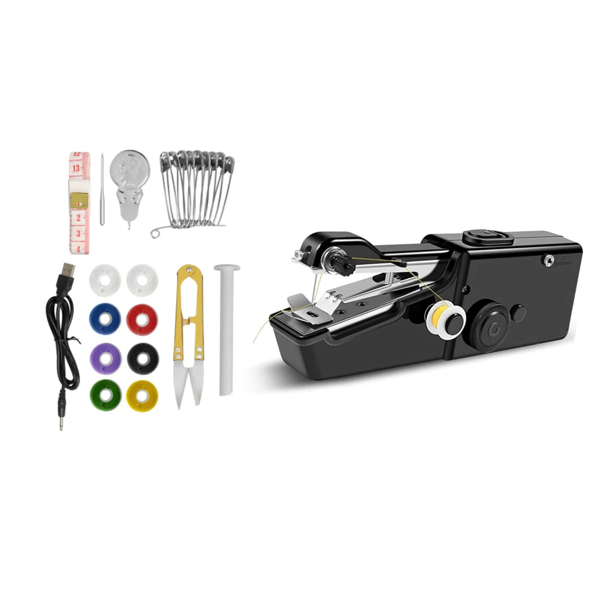 Handheld Mini Sewing Machine Stitch Electric Compact Tool w/ Accessories Kit