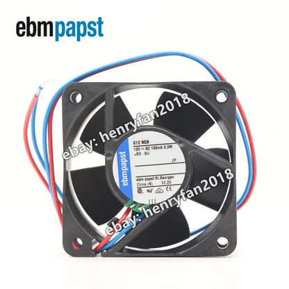 Ebmpapst Fan 612NGH Axial Fan DC 12V 2.4W 60*60*25mm 100mA Cooling Fan 2-Wire