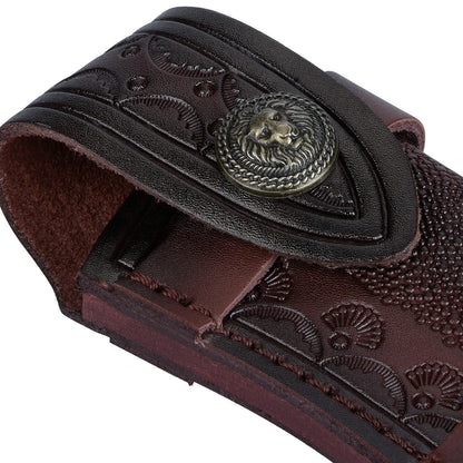 Leather 4'' Folding Knife Holder Sheath Leather Storage Pouch Belt Bag c