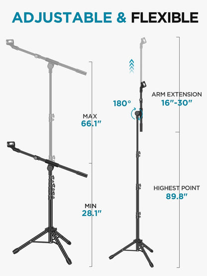 InnoGear Microphone Stand, Tripod Boom Arm Floor Mic Stand Height Black