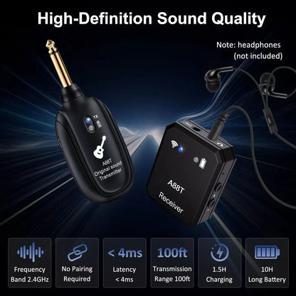 Rechargeable Wireless 2.4GHz In-Ear Monitor IEM System Transmitter Receiver Set