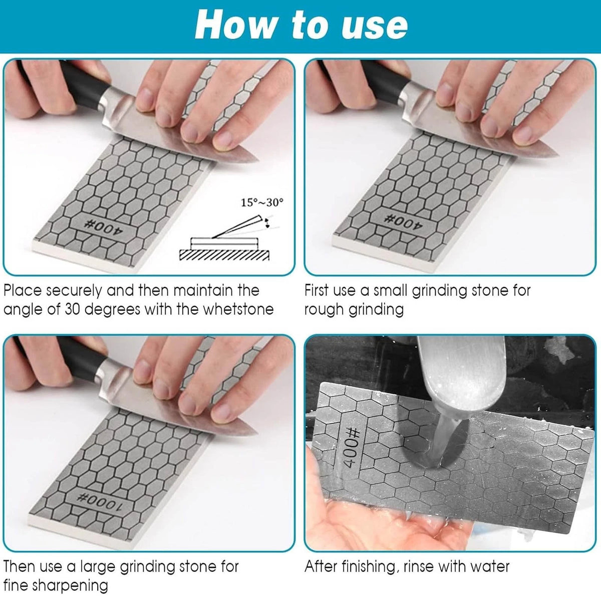 Diamond Sharpening Stone Set,8 Pcs Lapping Plate SET-C, Silver