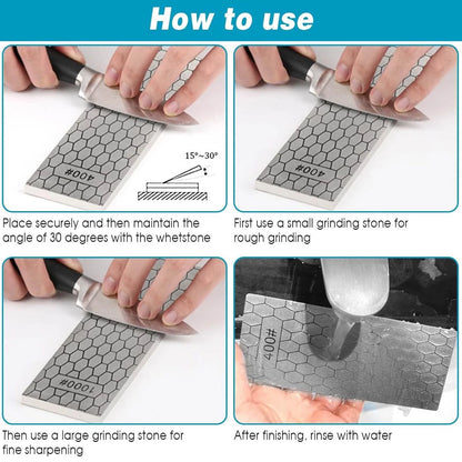 Diamond Sharpening Stone Set,8 Pcs Lapping Plate SET-C, Silver