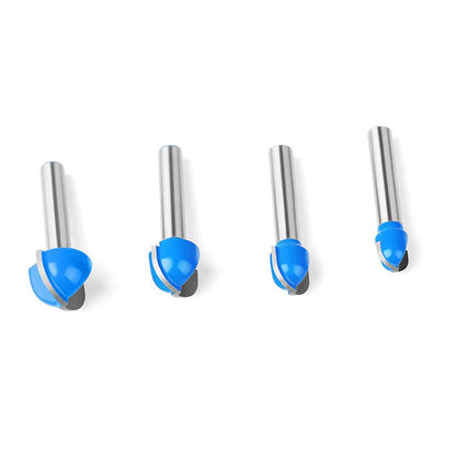 4PCS 1/4 Inch Shank Carbide Round Nose Core Router Bit Set Woodworking Tool
