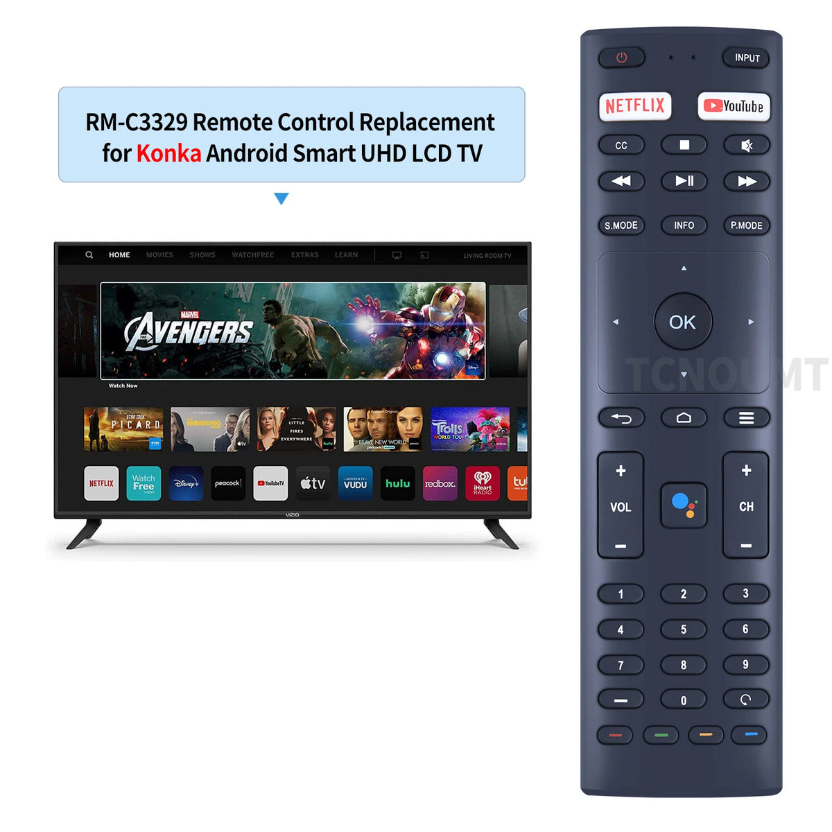 Voice Bluetooth Remote Control For Konka JVC TV RM-C3329 RM-C3359 RM-C3369 -