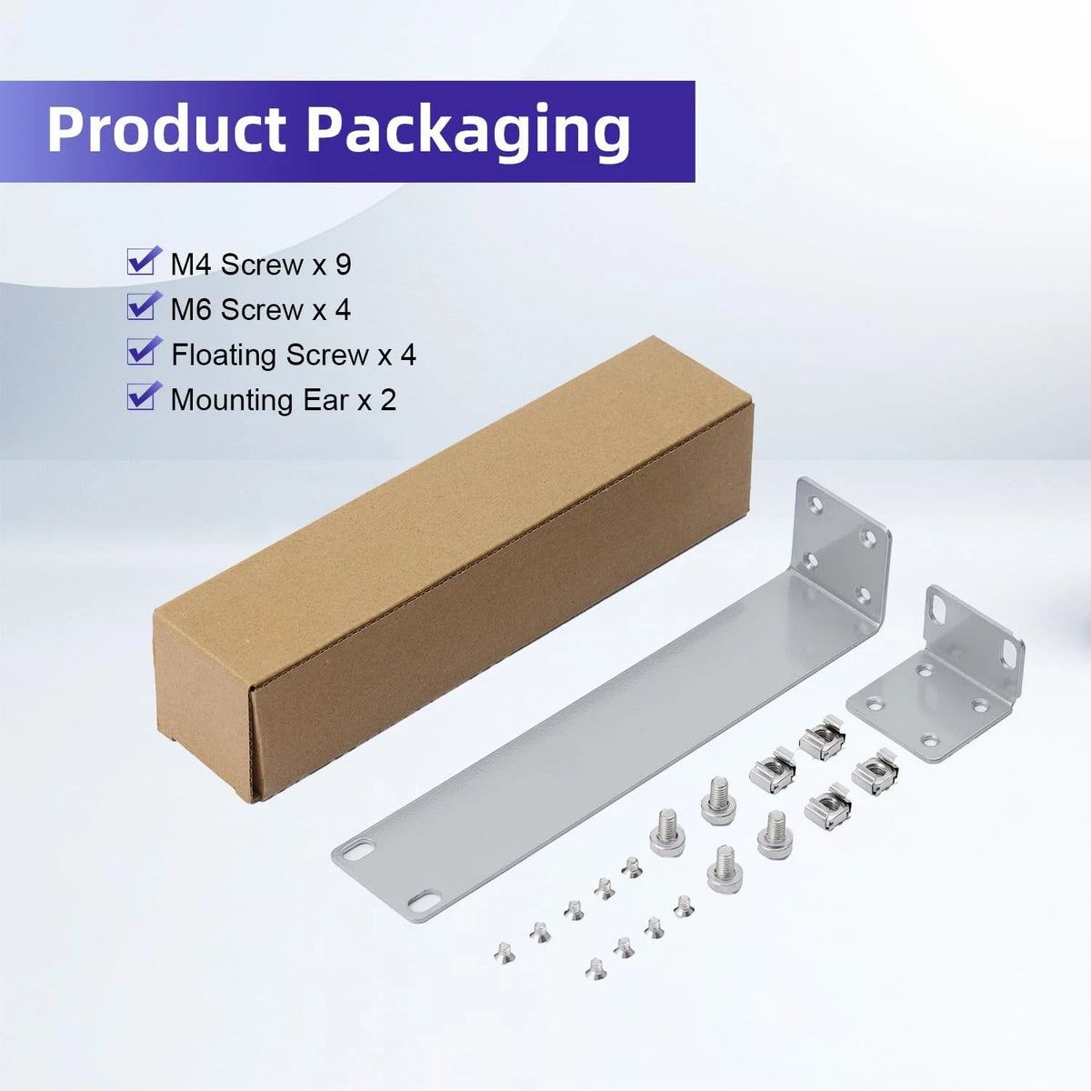 PhyinLan Rack Mount Kit for Ubiquiti Switch, 1U Ears Silver