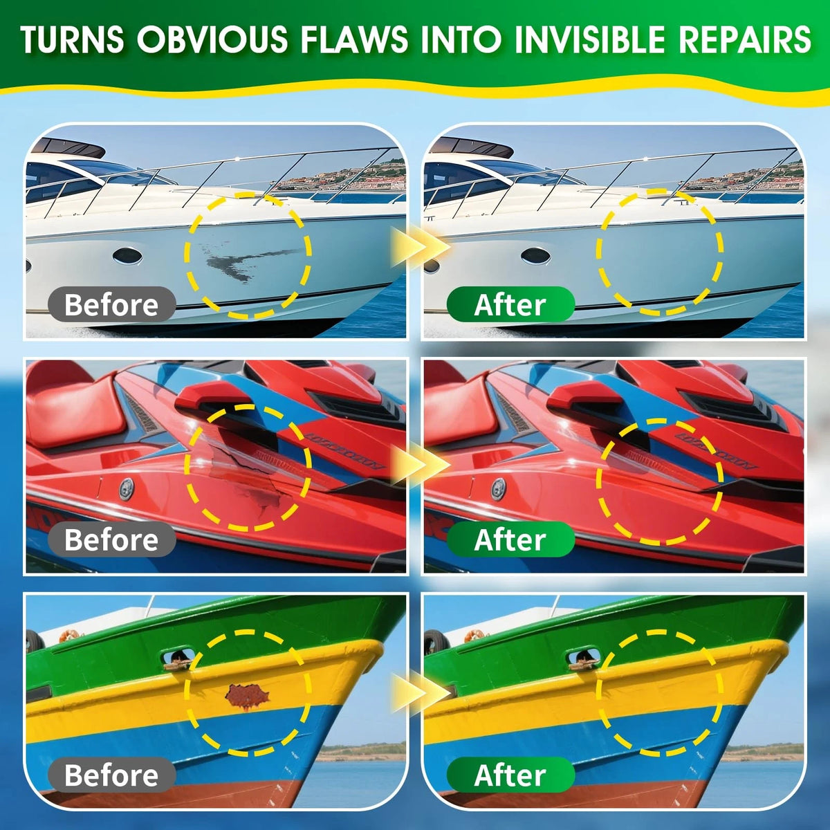GLOWPOINT Marine Fiberglass Repair Kit, 4.2 oz Gel Coat Kit for White