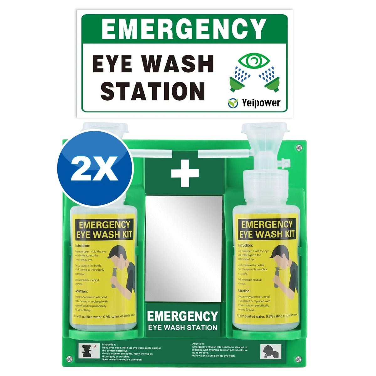 Portable Eyewash Station Kit OSHA-Approved - 11 x 10 inch(Pack of 2), 2 Pcs