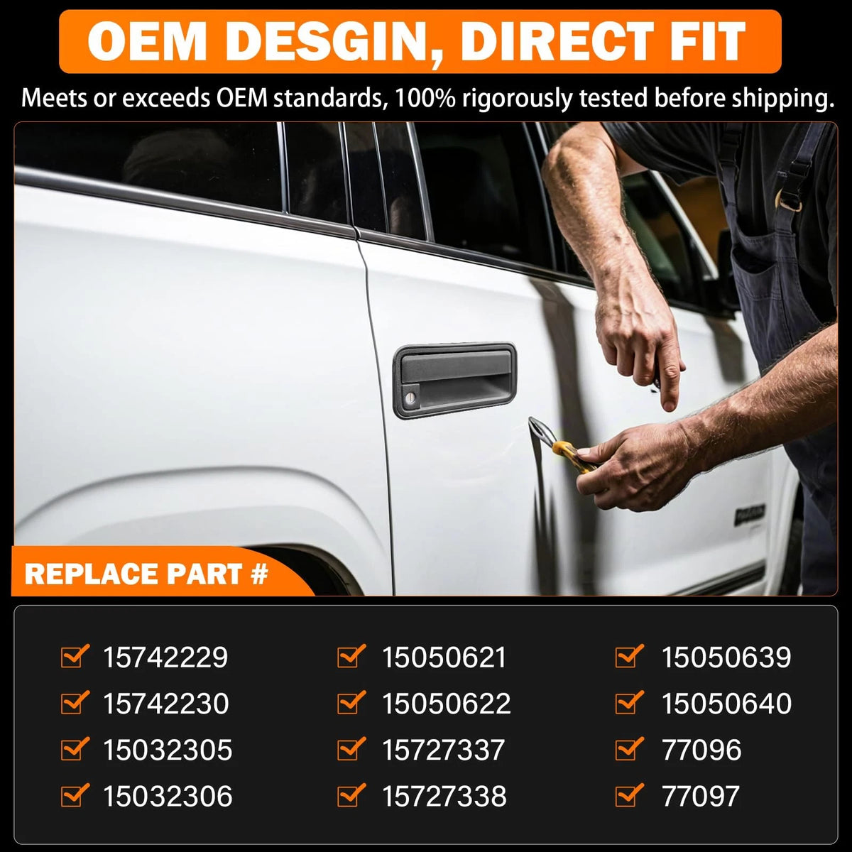 Yinlowa Exterior Door Handles w/Lock Cylinder & Keys for Chevy C1500 Black