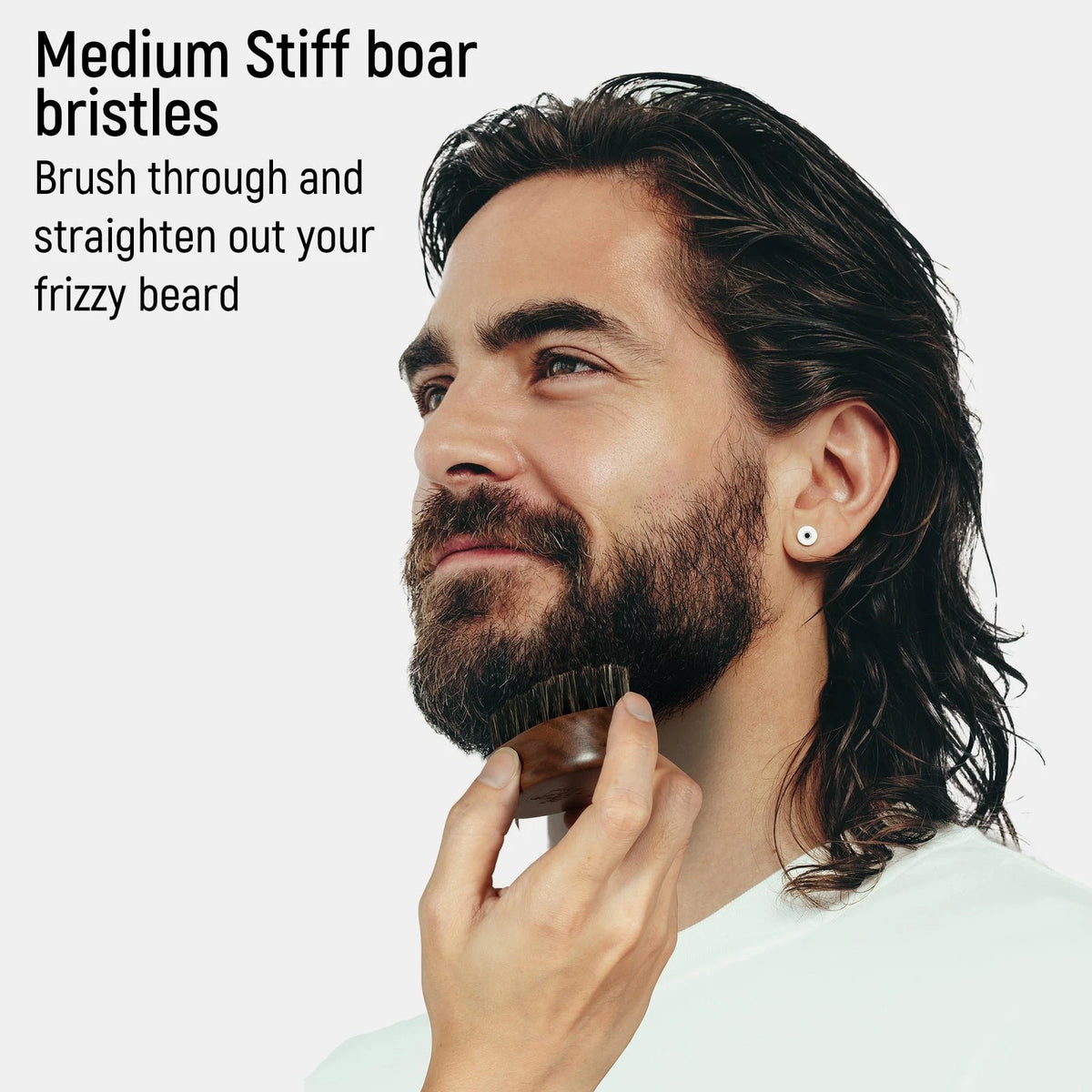 BFWood Small Travel Beard Brush - Natural Boar 1 Count (Pack of 1), Black