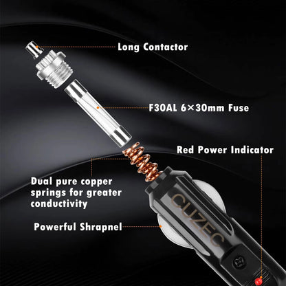 Cigarette Lighter Male Plug 12V F Replacement 1 Pack, 0.5ft/15cm