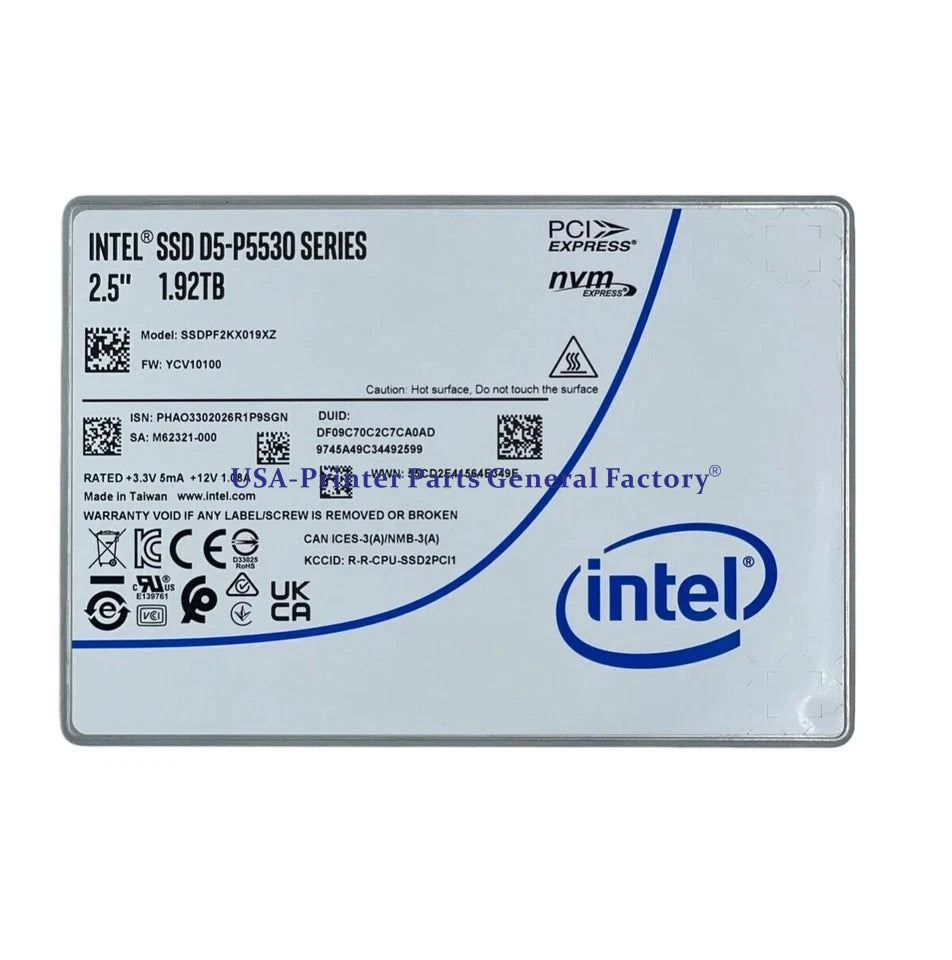 1.92TB compatible Intel SSD D5-P5530 U.2 SSDPF2KX019XZN1 Series DC NVME SSD