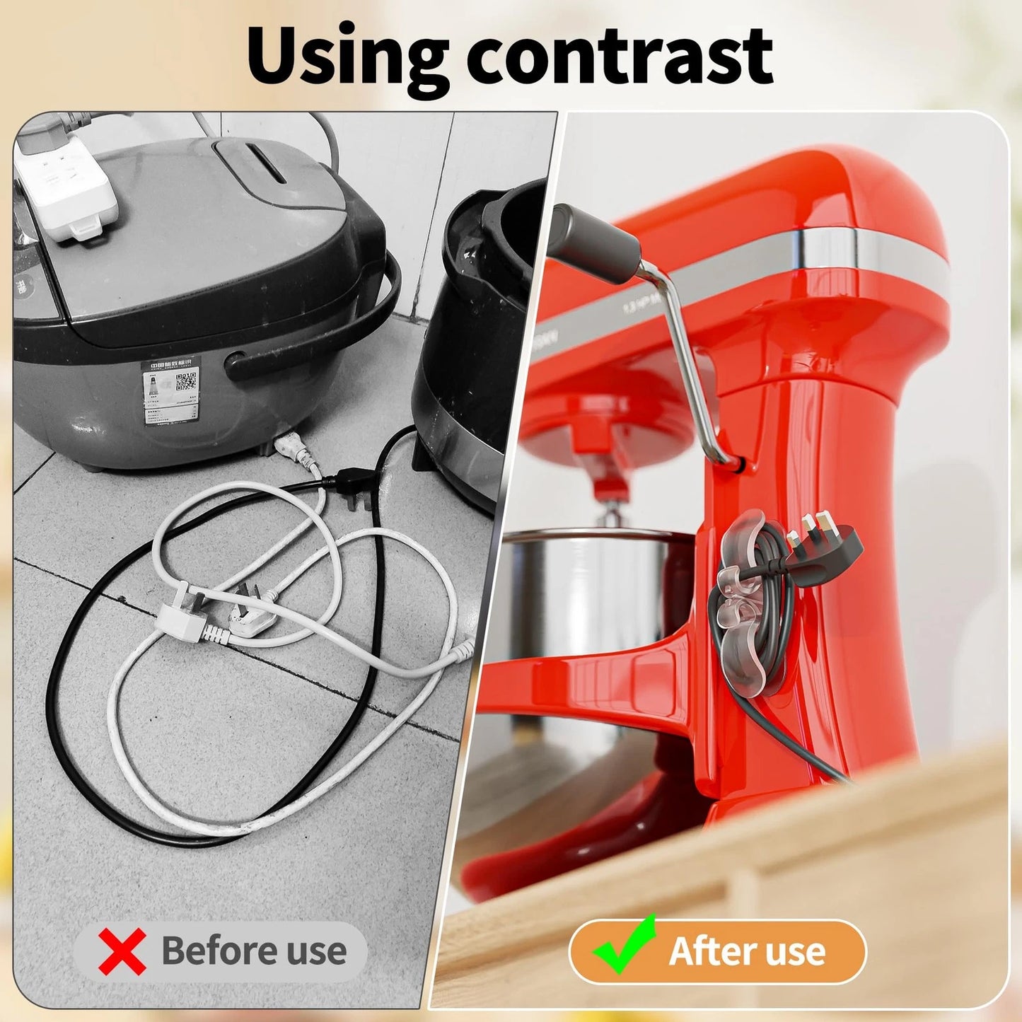 6PCS Clear Cord Organizer for Appliances, Kitchen Appliance Clear-6PACK