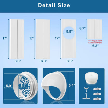 Insputer Portable ac Window Vent Kit with Universal Coupler, A-17-56in, White