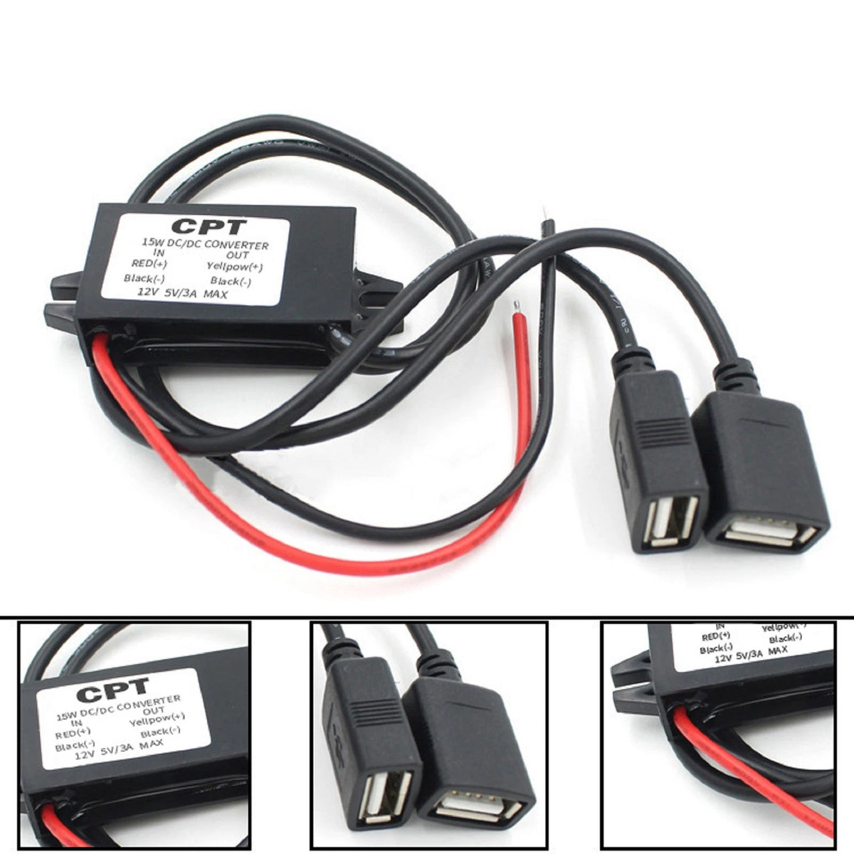 12V to 5V 3A 15W DC-DC Step Down Buck Converter Power Supply Module For Car