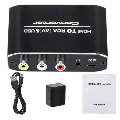 1080P HDMI to RCA Converter Adapetr HDMI Input to RCA Output+3.5mm Audio Output
