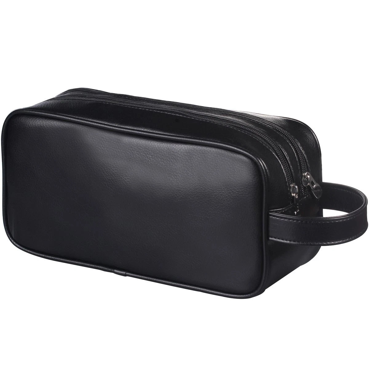 HappyDavid Soft PU Leather Zipped Travel Toiletry 1 Count (Pack of 1), Black