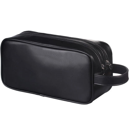 HappyDavid Soft PU Leather Zipped Travel Toiletry 1 Count (Pack of 1), Black