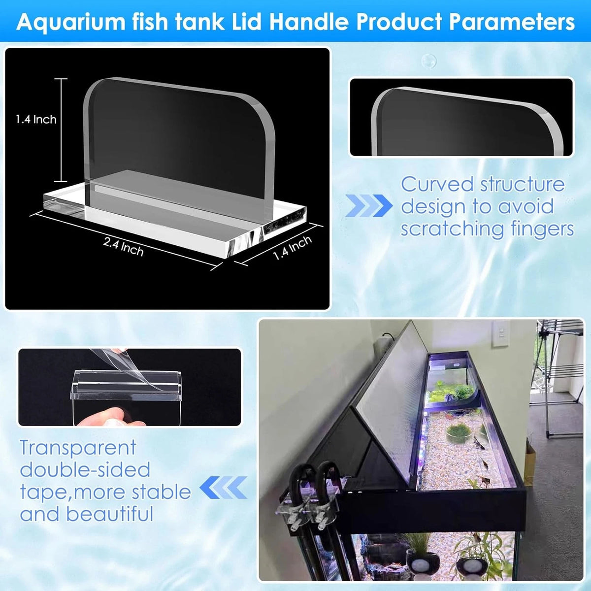 6pcs aquarium lid hinge acrylic fish tank glass canopy handle colorful