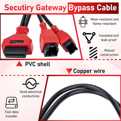 12+8 Pin Connector to OBD2 Adapter, Secutiry Gateway Bypass Cable, 1.2 FT