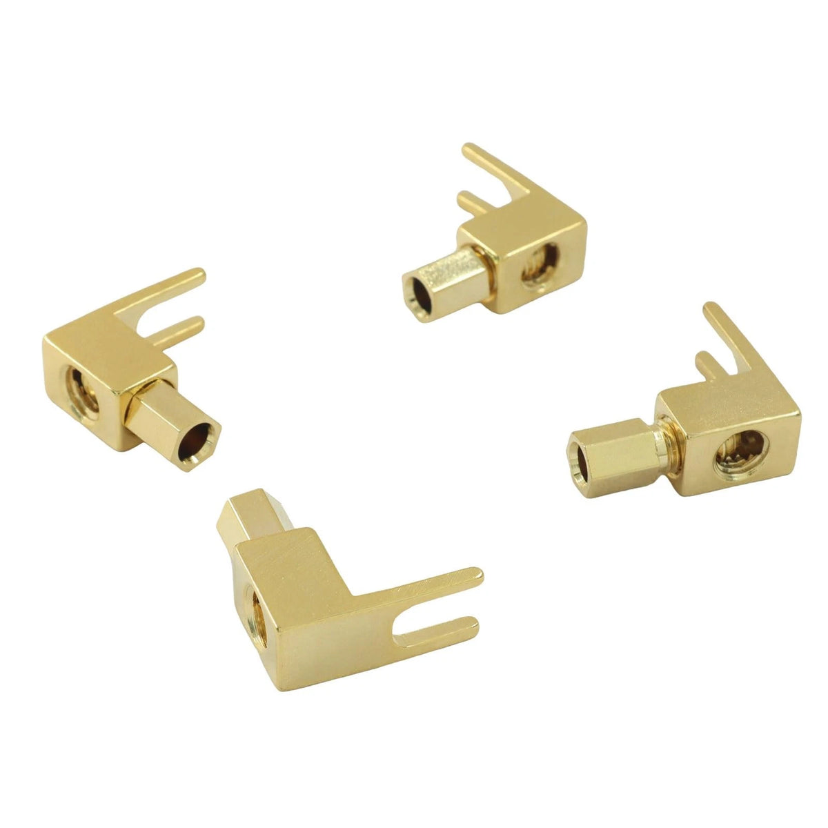 Zorveiio 4 Pack Hi-Fi Banana Plug to Spade Adapter Plated Brass 4 PCS