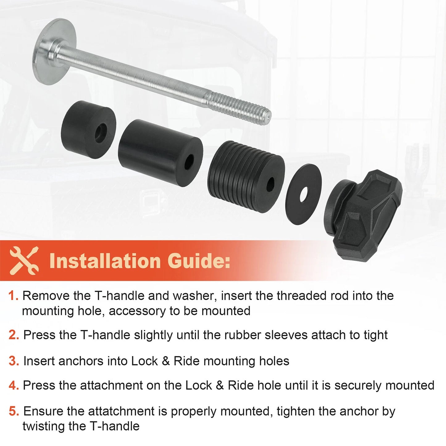 Plunger Anchor Mounting Kit For Polaris Ranger General Lock & Ride System 4Pcs