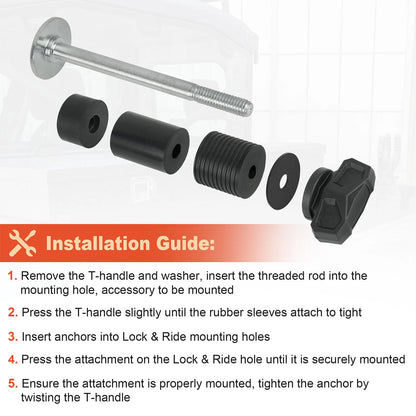 Plunger Anchor Mounting Kit For Polaris Ranger General Lock & Ride System 4Pcs