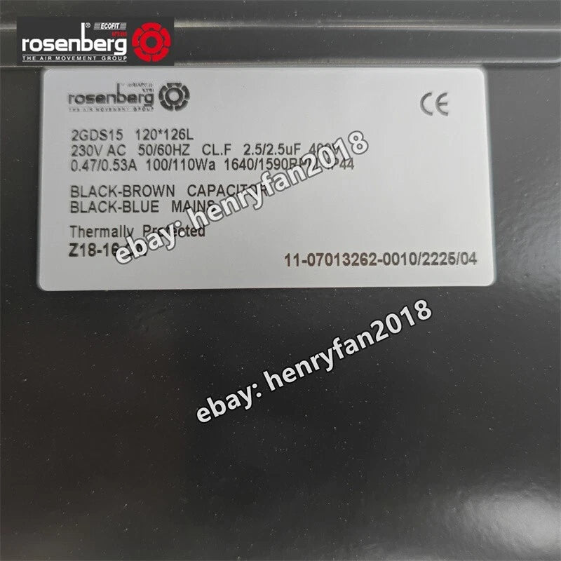 Rosenberg Fan 2GDS15 120*126L Z18-16 230VAC 0.47/0.53A 100/110W Centrifugal Fan