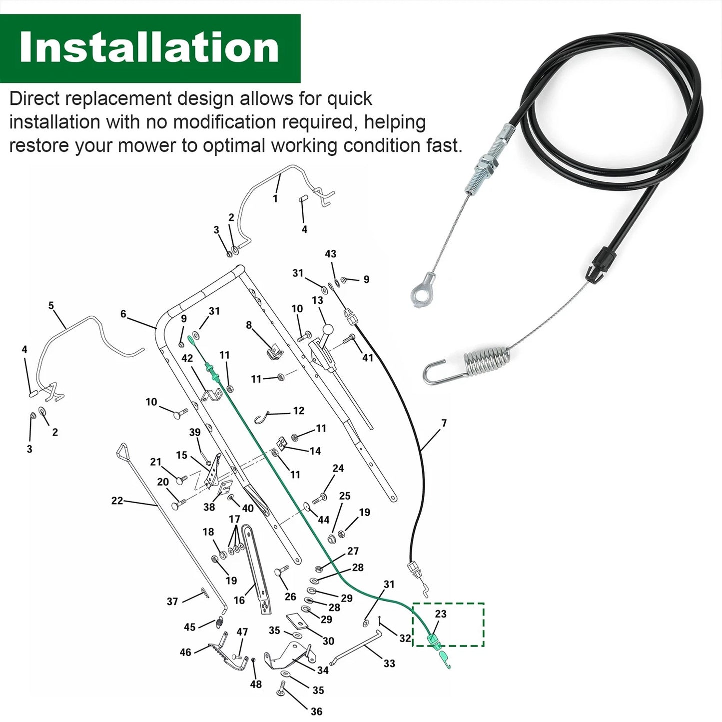 06900013 Traction Cable For Ariens/Gravely: LM21SW, LM21S, LM21, PRO21SCH Models