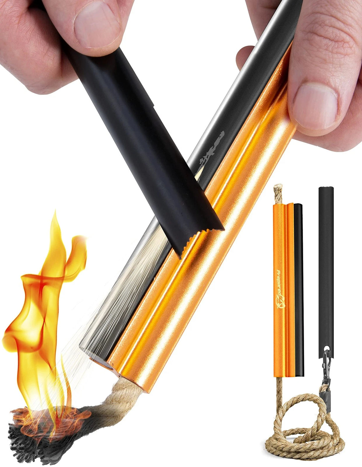 Fire Starter Survival Tool - All-in-One Patented Flint and 6 Inch, 6 Inch