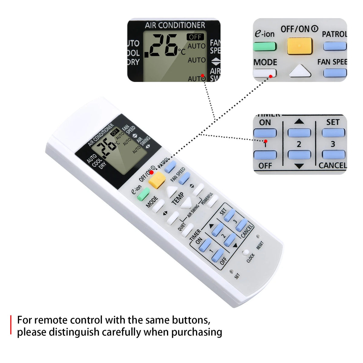 Remote Control For Panasonic Air Conditioner A75C3155 CWA75C3155