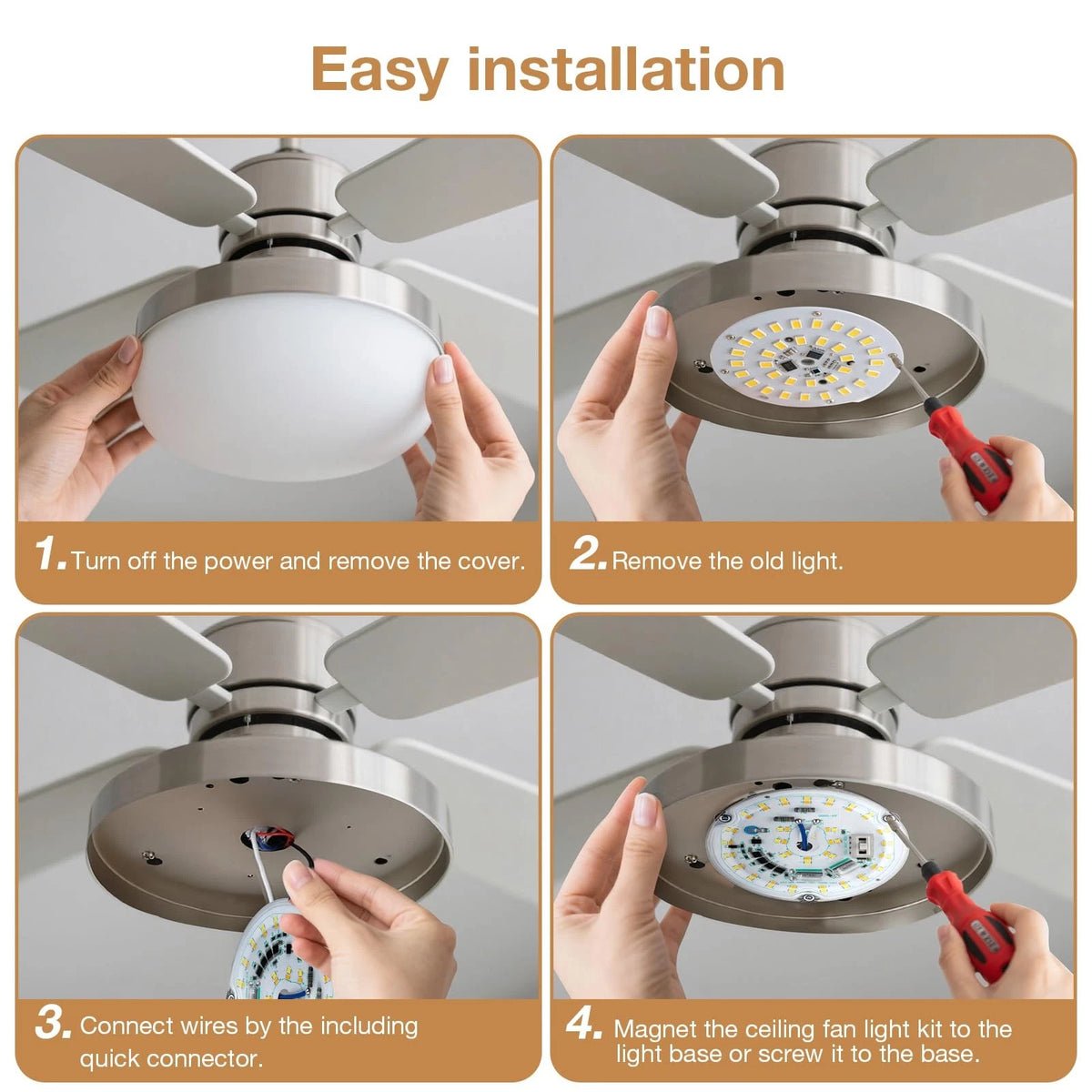 Ledytech 4 inch LED Retrofit Light Kit for Ceiling Fan 3CCT 3000K 4500K 6000K