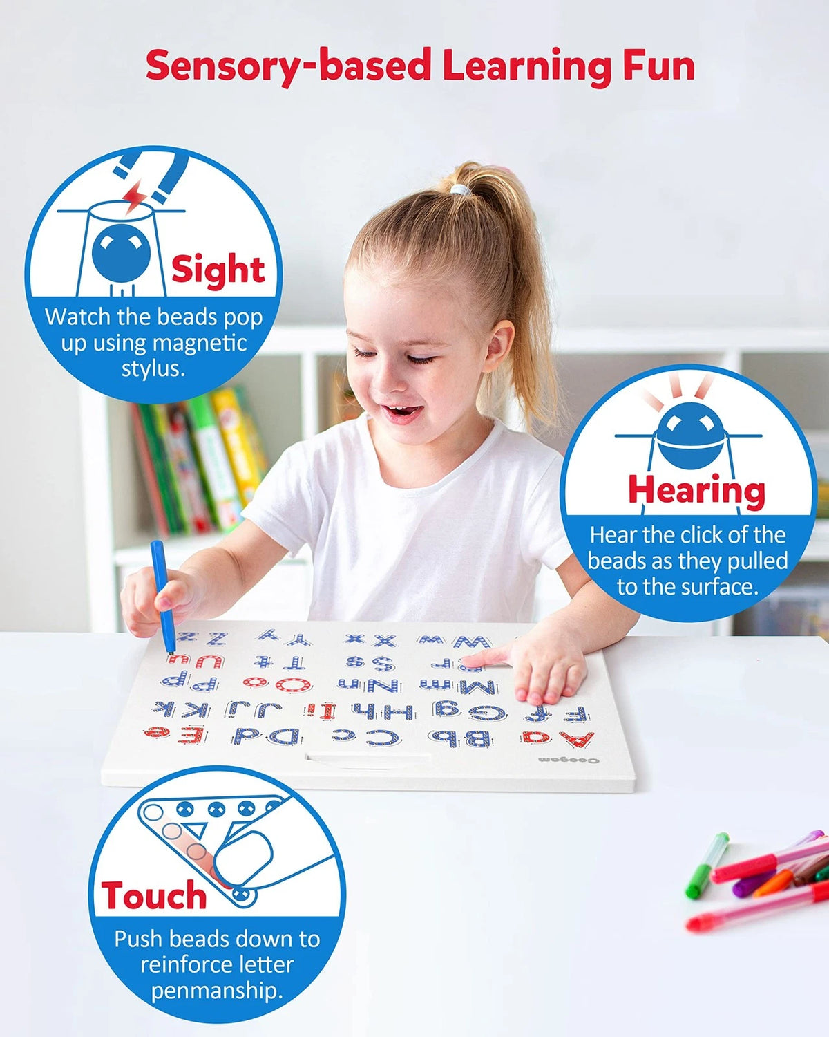 Coogam Magnetic Letters Practicing Board, Magnets Tracing ABC Large, Red