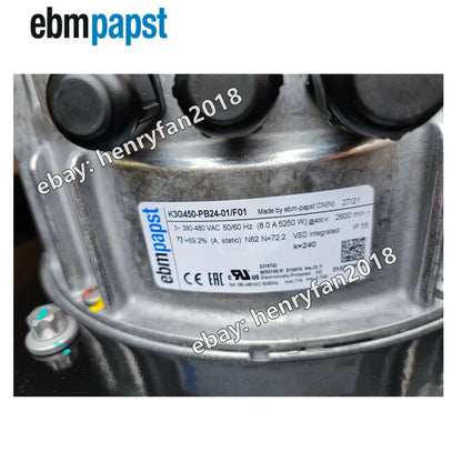 Ebmpapst K3G450-PB24-01/F01 Cooling Fan AC 400V 5250W φ450MM AHU Centrifugal Fan