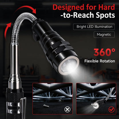 Magnetic Pickup Tool with LED Flashlight, Telescoping Magnet Tool, Father's...