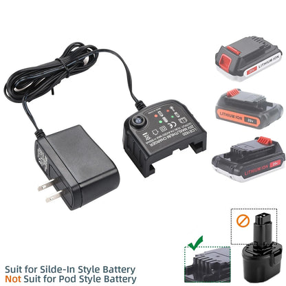 1 PC 20V Black Lithium-Ion Battery Charger Fit For Black and Decker Battery