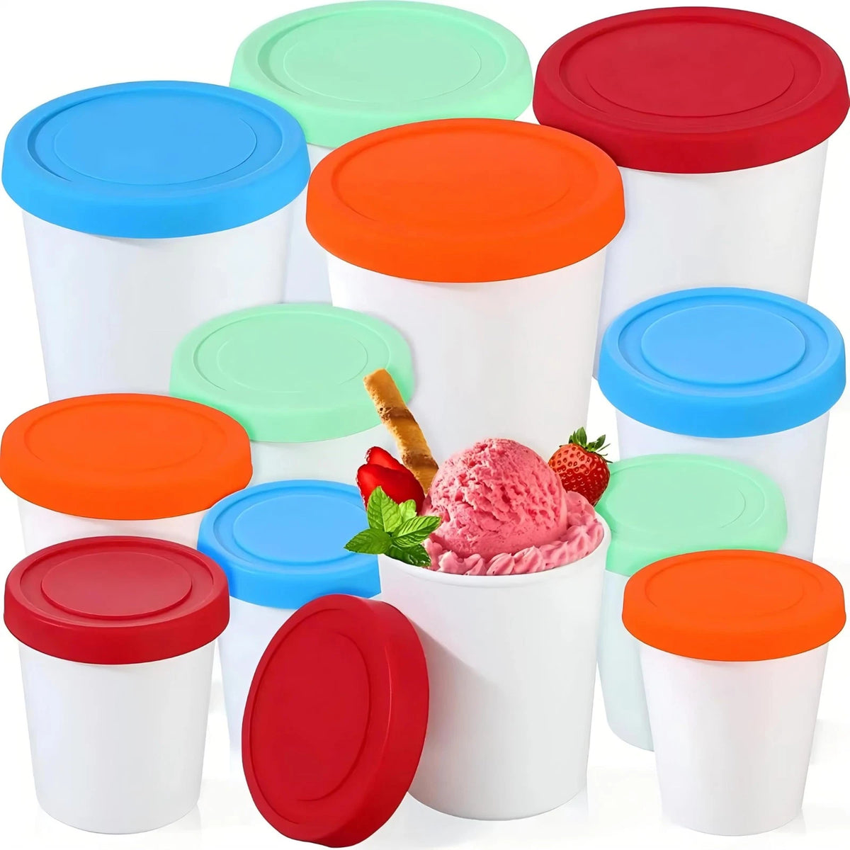 YQMYXG 32 Oz Ice 4.7 inches (L/W) x 5.3 (H), Red Blue Green Orange