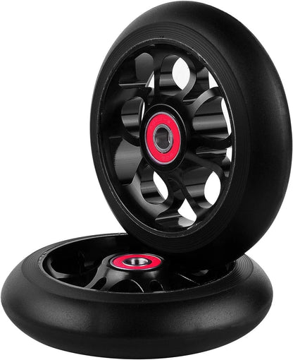 2pcs Replacement 100mm Pro Scooter Wheels with Abec 9 Bearings 100mm, A-Black