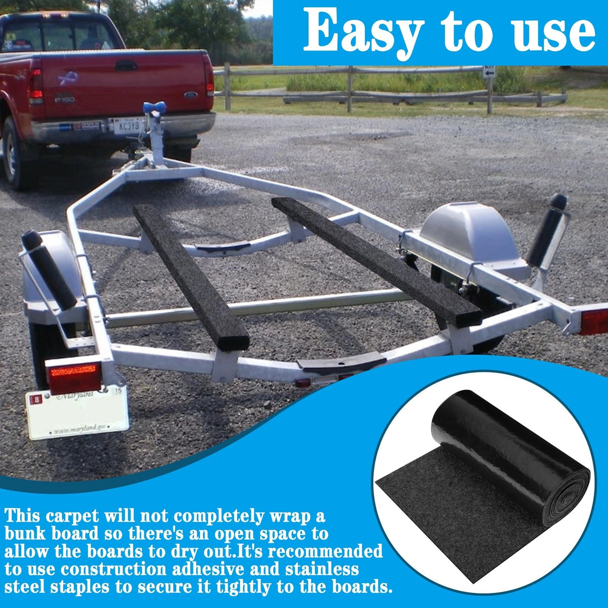 DECOHS 8 Inch x 20 Ft Boat Trailer Bunk Carpet - 8inch x 20ft, x 20ft