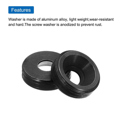 MECCANIXITY M2 Cone Cup Countersunk Washers,Anodized Aluminum M2, Black