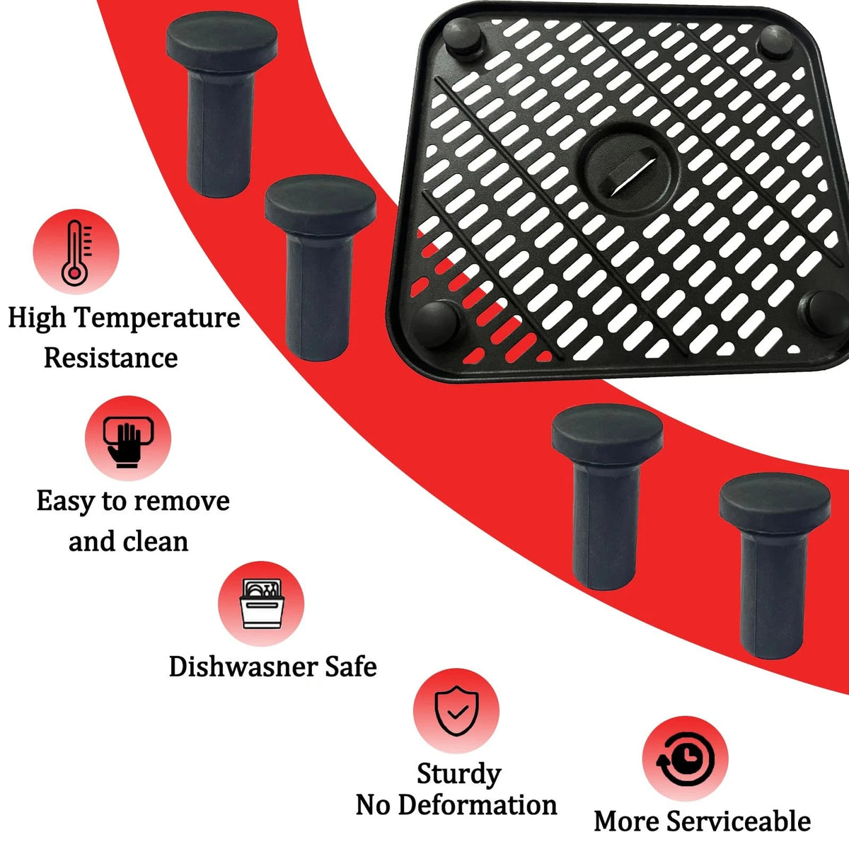 HEISENLIN Air Fryer Silicone Rubber Legs for COSORI For 10QT, Black