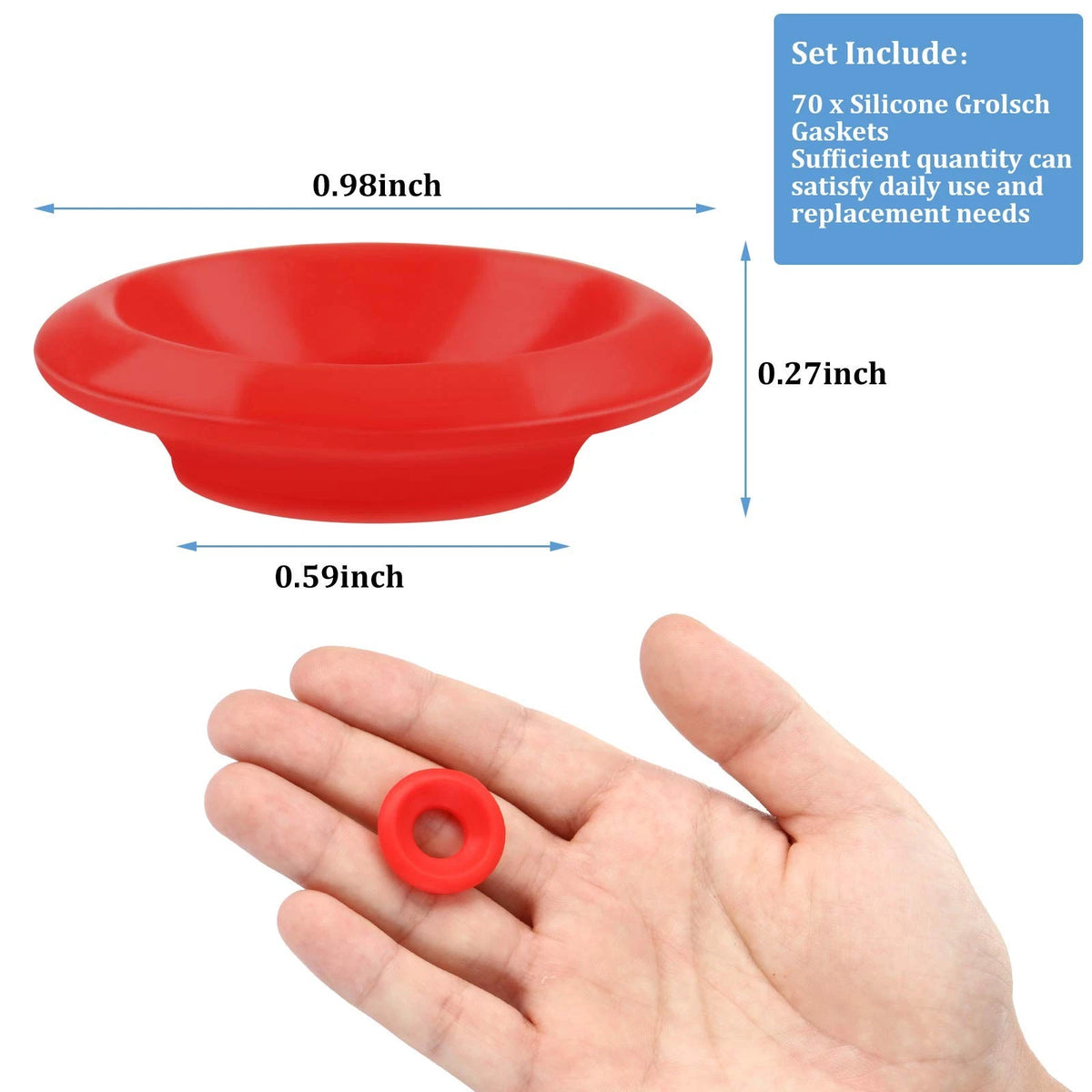 70 Pieces Silicone Rubber Gaskets Washer for Swing Flip Bottles Small, red
