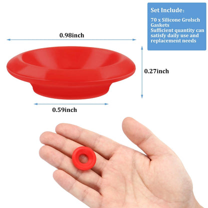 70 Pieces Silicone Rubber Gaskets Washer for Swing Flip Bottles Small, red