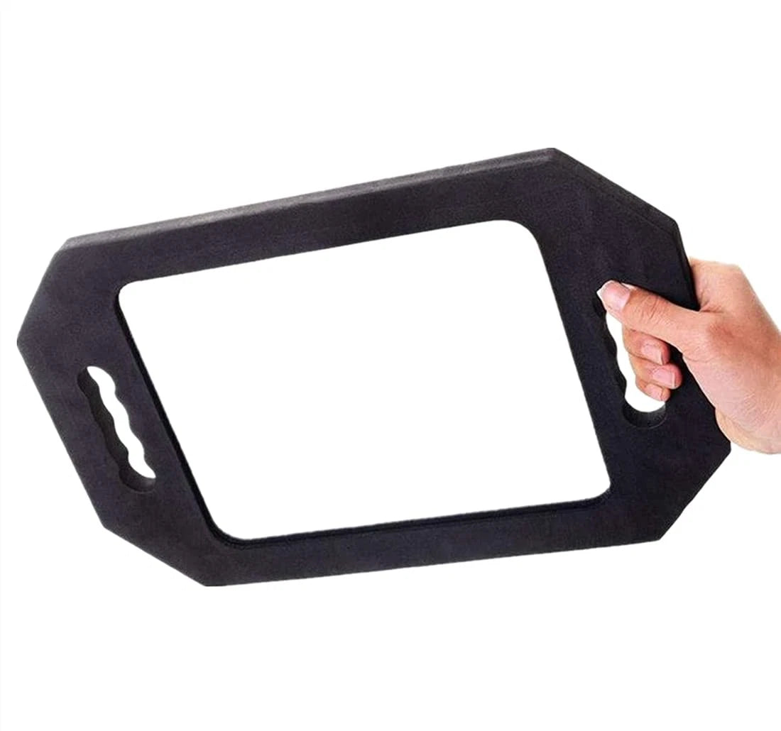 HREW Handle Mirror Large Rectangular Hand 15.7"L x 10.2"W, Black, Hot Pink