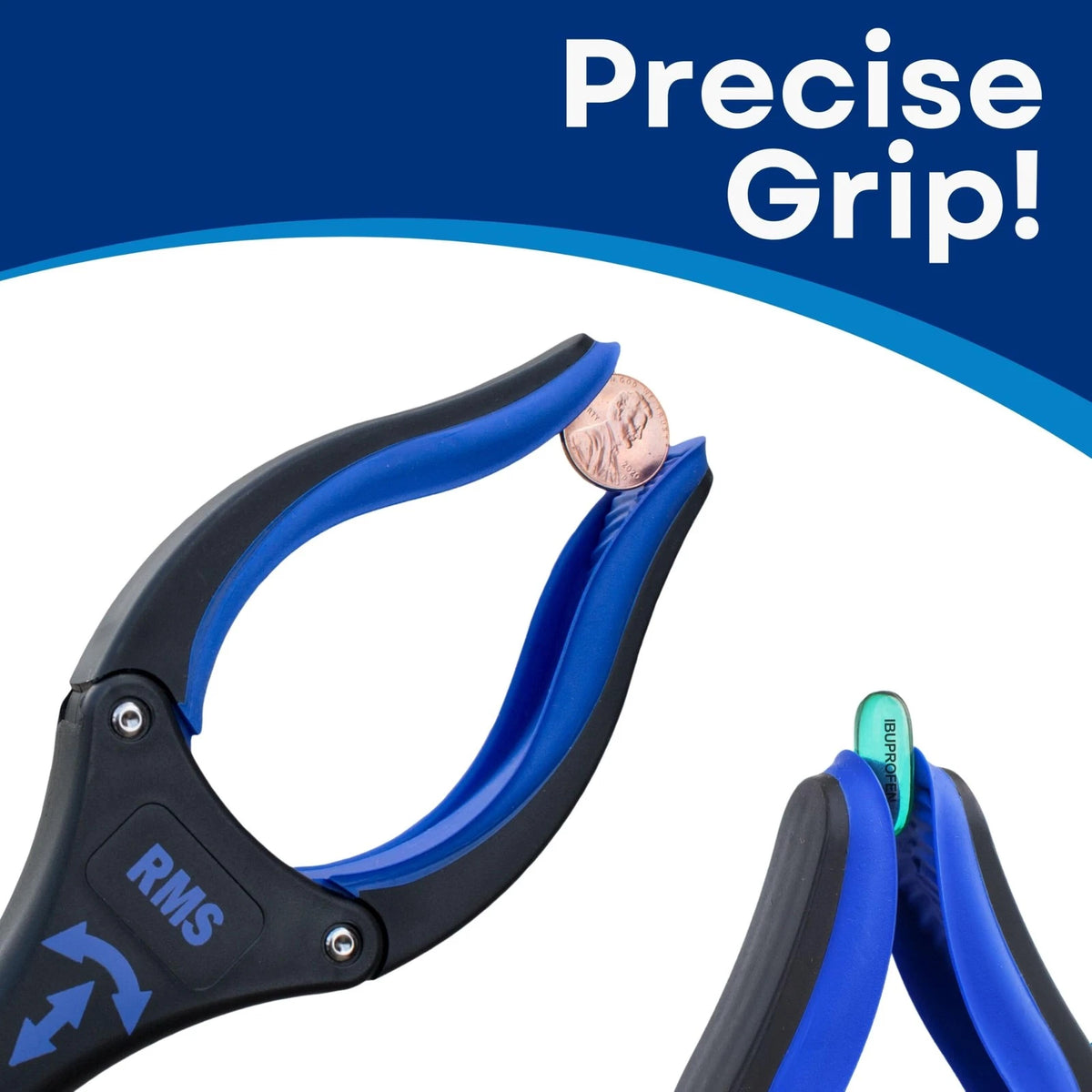 RMS 2-Pack 32 Inch Extra Long Grabber Reacher with Rotating Jaw - Blue