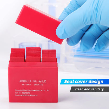 Dental Articulating Paper 300 PCS, Plastic Dispenser Blue 100 Micron